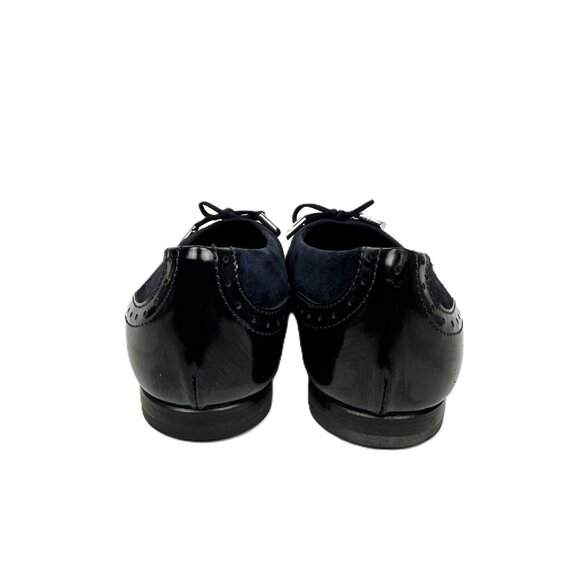 AGL Attilio Giusti Leombruni Dara Cap Toe Ballet Flats Navy Suede Patent 6.5 - Picture 3 of 9